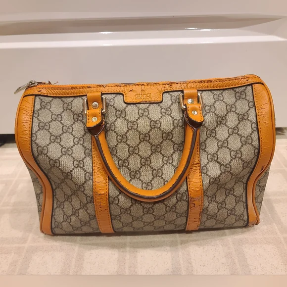 Gucci GG Boston Bag Yellow Beige Canvas and Leather. See description. - Picture 1 of 14